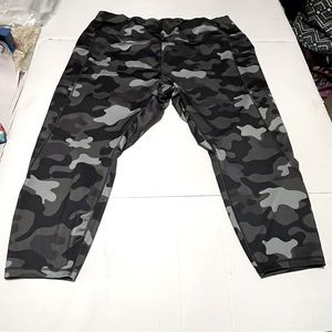 Reebok Womens Size 3X Grey Gray Camo Camouflage‎ Athletic Leggings Workout Gym